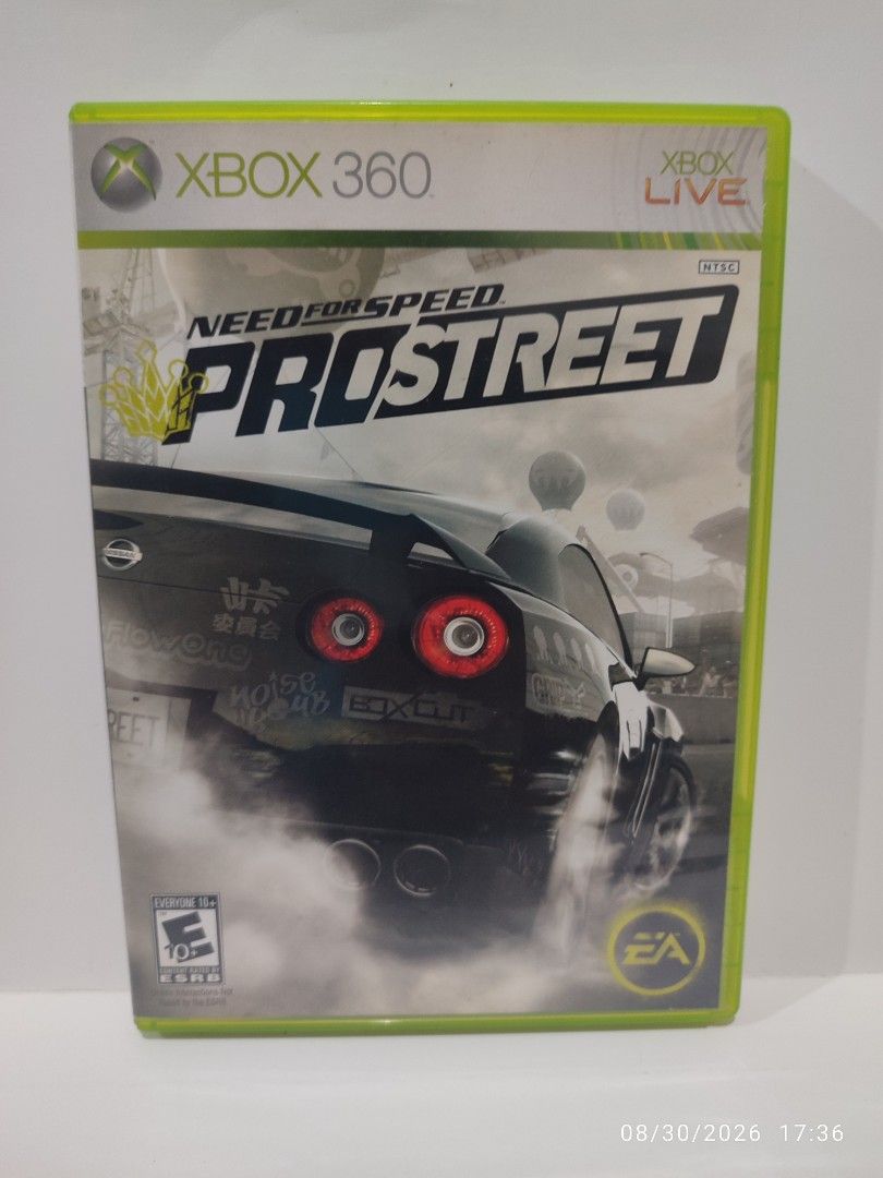 XBOX 360 - Need for Speed Prostreet (PRELOVED) "NTSC" (Category: Xbox) located in Mendez-Nunez. Submitted by sf2_gameshop (Listing ID 1458598535, Image 1). Description: PLEASE READ Plays on an NTSC XBOX 360 unit. NTSC/J - X (NO) NTSC - √ (YES) PAL - X (NO) CONDITION: A pre-loved item. Clean disc. Tested working. Missing game manual, insert only. GENRE: Racing MODE: Single-player REGION: NTSC VOICE: English IN-GAME TEXT: English MANUAL: N/A, inser