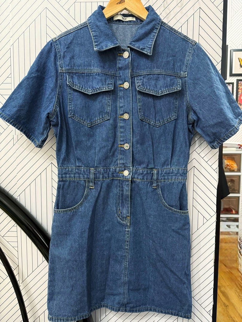 Y6Y Denim Button Dress with Pockets Size M (Category: Dresses) located in Quezon City. Submitted by crissy_025 (Listing ID 1458515267, Image 1). Description: - Y6Y Blue Denim Dress - Short sleeves - Collared neckline - Button-up front - Chest and side pockets - Elasticated waist for a flattering fit - Ideal for casual wear -Can fit upto Size 28 (waist).