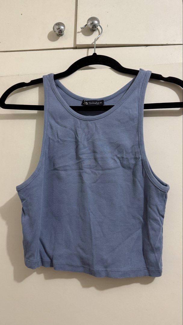 Zara Blue Ribbed Knit Tank Top (Category: Sleeveless) located in Manila. Submitted by gumble (Listing ID 1458639616, Image 1). Description: .