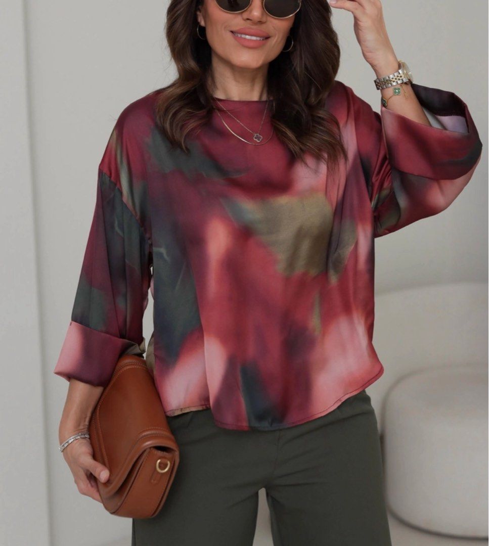 Zara printed satin blouse (Category: Blouses) located in Taytay. Submitted by oreomatcha (Listing ID 1458618013, Image 1). Description: Price is negotiable but no lowballing Be sure with your offer so u don’t waste my time .
