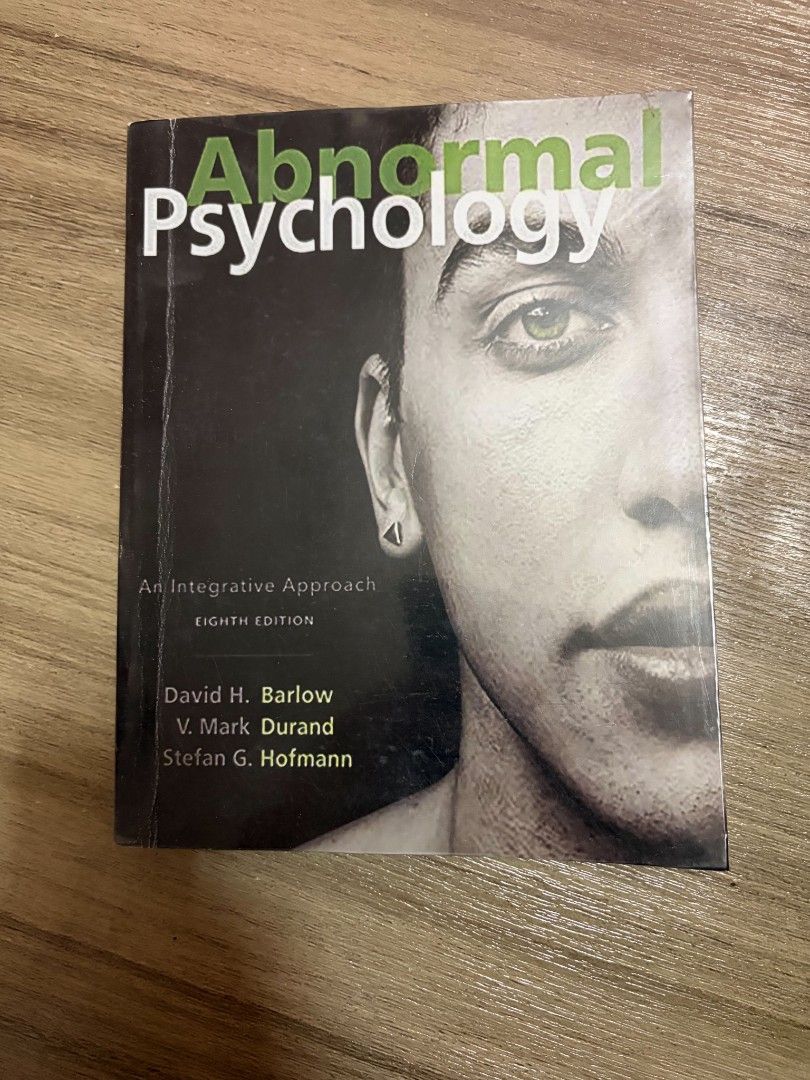 Abnormal Psychology: An Integrative Approach, 8th Edition Textbook (Category: Textbooks) located in Caloocan City. Submitted by nabibimbaap (Listing ID 1458754579, Image 1). Description: - minimal highlghts only - with plastic cover - overall good and usable conditions 📍meet-up - olfu-val 📦 delivery - j&t or lalamove .