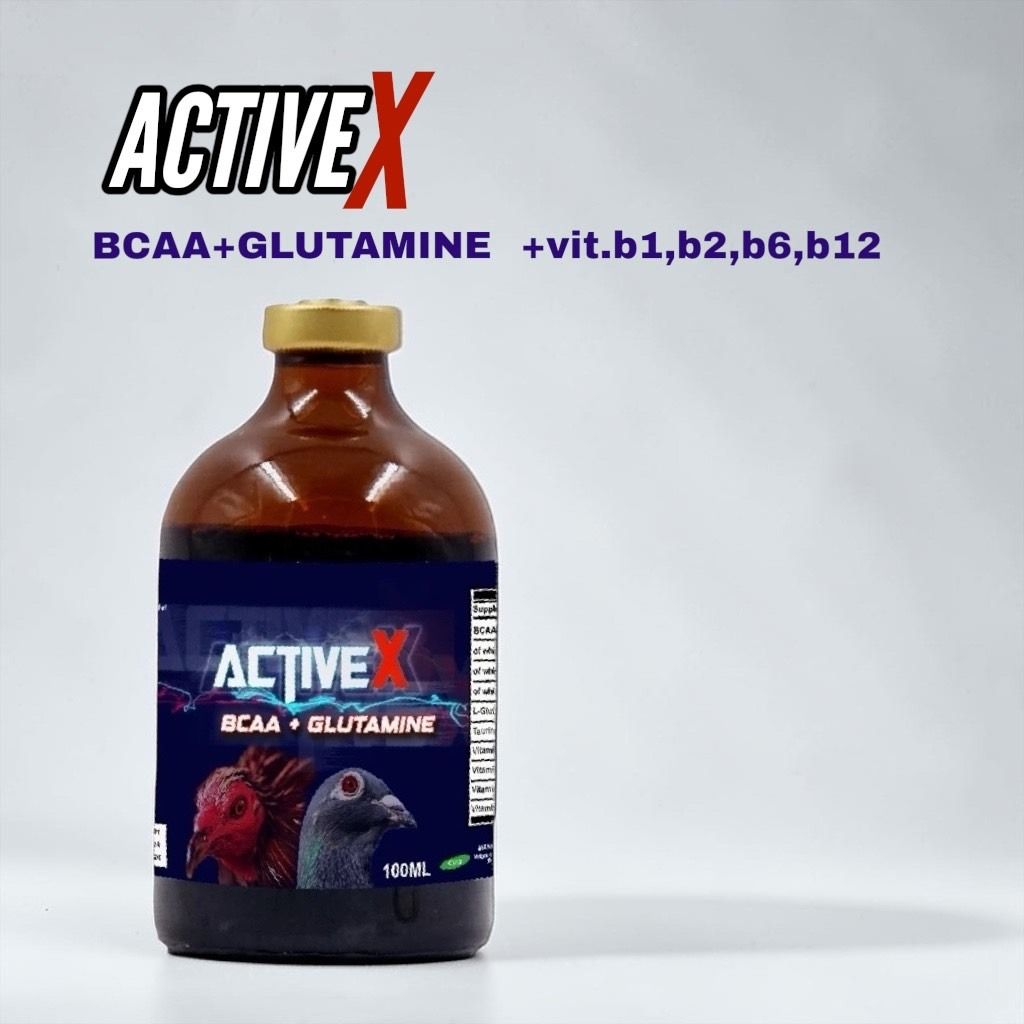 ACTIVEX BCAA + GLUTAMINE W/ B VITAMINS 35ml-50ml (FOR ANIMALS ONLY) (Category: Health & Grooming) located in Talavera. Submitted by vet-choice (Listing ID 1458702221, Image 3). Description: ACTIVE X (BCAA + Glutamine + B-Vitamins) Premium Performance Supplement for Gamefowl & Birds Boost your bird’s strength, stamina, and recovery with this complete formula. Packed with essential BCAA, Glutamine, and B-Vitamins designed to support hardworking mus