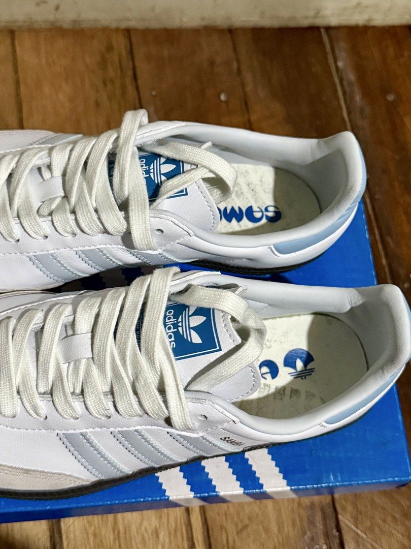 Adidas Samba OG Halo Blue (Category: Sneakers) located in Manila. Submitted by ashleymerc (Listing ID 1458754675, Image 3). Description: - Adidas Samba OG - Classic white with iconic light blue three stripes - Size: UK 5 - Includes original box - Comes with extra laces - Ideal for casual wear and everyday style - Fitted only - Insole have stains Can do meet ups: SM San Lazaro every Saturday.