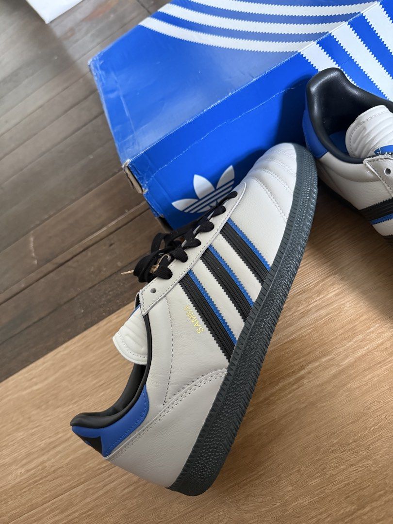 Adidas Samba OG White Blue Black (Category: Sneakers) located in Manila. Submitted by wildstone.93f42c (Listing ID 1458726606, Image 3). Description: 👟 ADIDAS SAMBA – BLACK & BLUE Size: US Men’s 11 Price: ₱4,000 📦 Shipping / Delivery • LBC – Nationwide • Lalamove – Metro Manila 📍 Location: Metro Manila 💬 Interested? Send me a DM for more details, photos, or offers. Serious buyers only. Thank you!.