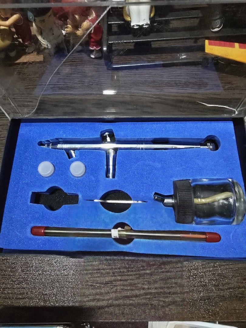 Airbrush Kit with Cup and Accessories (Category: Craft Supplies & Tools) located in Ozamiz City. Submitted by masterlei0013 (Listing ID 1458800763, Image 1). Description: - Complete airbrush kit, unbranded. - Includes airbrush gun, paint cup, and accessories. as is wyswyg. - All items neatly organized in a case - Ideal for a wide range of projects - Ready for its new owner pm for inquiries. for jnt shipping only..
