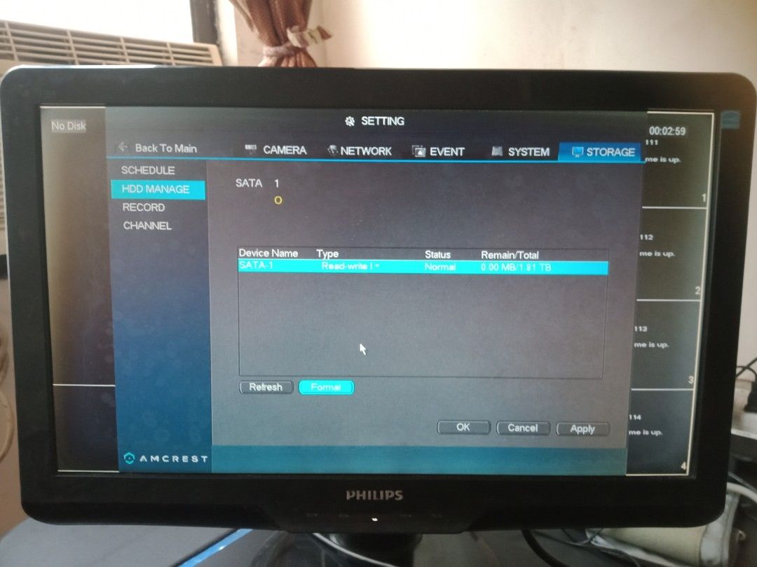 Amcrest DVR/NVR - Black, with 2TB Hard Drive (Category: Security Systems & CCTV Cameras) located in Cainta. Submitted by vinzrulez (Listing ID 1457371764, Image 3). Description: - Amcrest DVR/NVR unit with 2TB hard drive - Sleek black casing - Front panel: Power, ESC, FN, navigation buttons, and USB port - Back panel: Audio In/Out, VGA, HDMI, Ethernet, DC 12V power input - Perfect for building a robust security system.