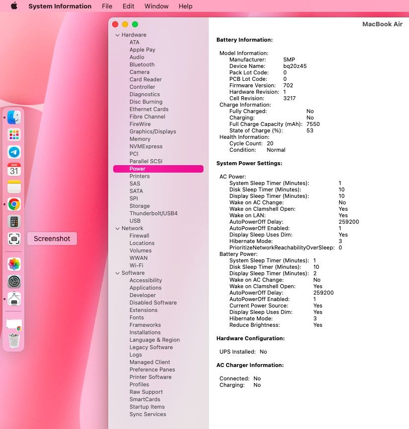 Apple MacBook Air A1466 Laptop (Category: Laptops & Notebooks) located in Aguilar. Submitted by bookstechdresses (Listing ID 1458731932, Image 3). Description: 💕 MacBook Air A1466 (Silver) 💕 MacOS BigSur 💕 Bright and clear display 💕 Functional backlit keyboard 💕 121 GB storage 💕 Normal battery health 💕 Lady Owned 💕 Includes replacement charger 🤶🏻 Still using for YouTube & Netflix binge watch UNTIL SOLD! ⭐ full specifications here on app