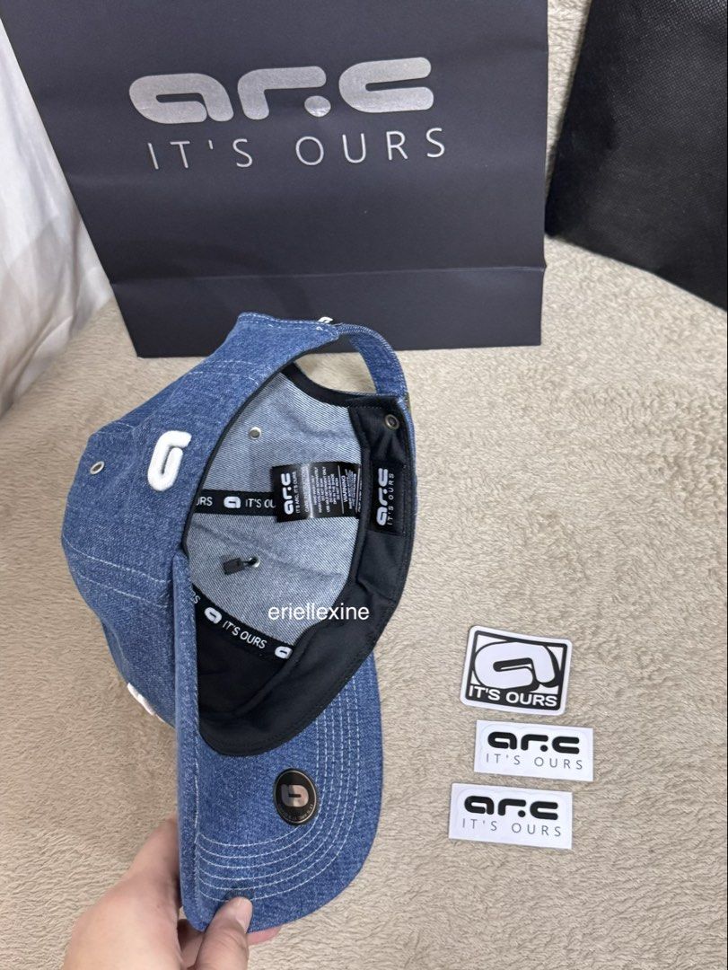 Arc cap - Denim 6 panel (Category: Caps & Hats) located in Santa Maria. Submitted by lexin.002 (Listing ID 1458802002, Image 2). Description: For Sale. Arc Denim 6P. Negotiable. Brand new. Complete inclusions. Dust bag, Paper bag and 3 stickers. Location: Santa Maria,Bulacan.