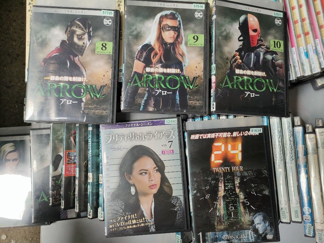 Assorted DVD, Arrow, 24, Pretty Little Liars, Elementary, CSI DVDs (Category: CDs & DVDs) located in Manila. Submitted by kimpot0801 (Listing ID 1458793336, Image 2). Description: - Complete your TV series collection with these DVD sets! - Includes: Arrow Seasons 8-10, 24 Seasons 1-4, Pretty Little Liars Seasons 7-10, Elementary & Watson Season 3, and CSI Season 15. - All DVDs are in their original cases. - Some items are Japanese releases, addin