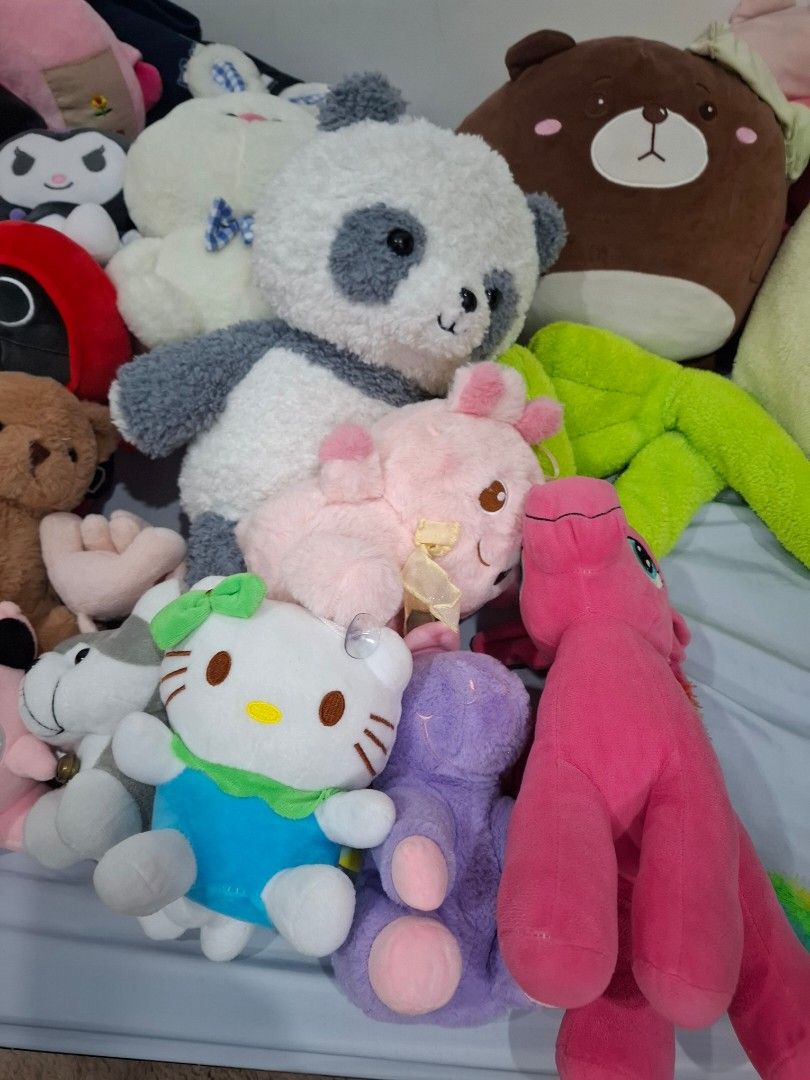 Assorted Plush Toys -23 Cute Stuffed Animals Collection (Category: Plushies & Soft Toys) located in Quezon City. Submitted by quickmountain_b45748 (Listing ID 1458693237, Image 2). Description: - Adorable plushies available! - Featuring popular characters like Pandas, Bears, Kitty, and Pikachu. - Comes in a variety of sizes, from small to big. - Ideal for collectors or as a thoughtful gift. - All plushies are clean and well-maintained. - Ready to
