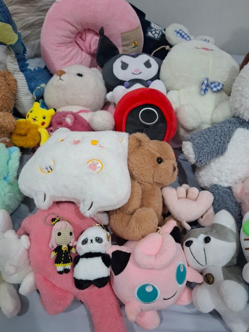Assorted Plush Toys -23 Cute Stuffed Animals Collection (Category: Plushies & Soft Toys) located in Quezon City. Submitted by quickmountain_b45748 (Listing ID 1458693237, Image 3). Description: - Adorable plushies available! - Featuring popular characters like Pandas, Bears, Kitty, and Pikachu. - Comes in a variety of sizes, from small to big. - Ideal for collectors or as a thoughtful gift. - All plushies are clean and well-maintained. - Ready to