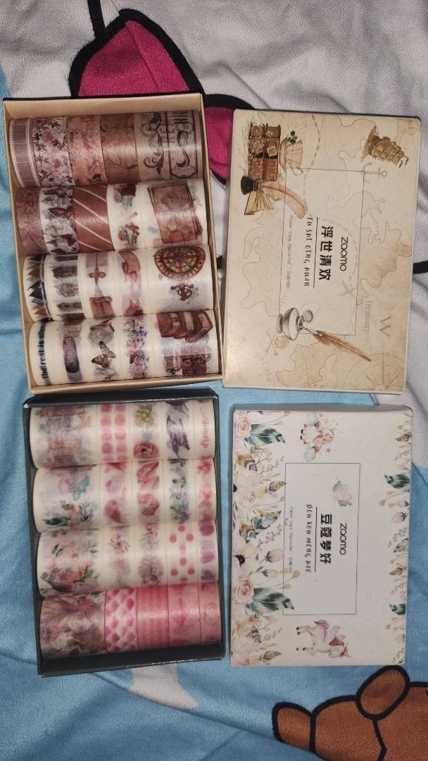 Assorted Washi Tapes Set Bundle (Category: Craft Supplies & Tools) located in Caloocan City. Submitted by andriieb (Listing ID 1458881882, Image 3). Description: - Large collection of washi tapes - Assorted designs: vintage, floral, landscape, cute cartoon - Condition: Some packaging, others barely used - Ideal for journaling, scrapbooking, and all your crafting needs - Great value bundle Different brands and unused/unopened sets. Sobrang dami po