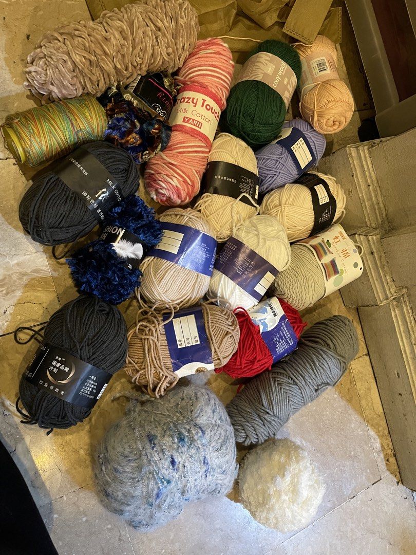 Assorted Yarn Skeins for Knitting and Crocheting (Category: Craft Supplies & Tools) located in Manila. Submitted by gentlelion_e634b6 (Listing ID 1458776342, Image 1). Description: Assorted yarn: • some brand new or unused • some are imported • some used • approximately 1 1/2 kilo each bag • discounted if will buy more than 1 bag .