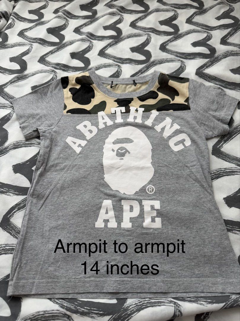 BAPE Kids Shirt (Category: Babies & Kids Fashion) located in Pasig City. Submitted by fancytracy (Listing ID 1458707105, Image 1). Description: Disclaimer Can’t guarantee the authenticity since these are hand me downs.
