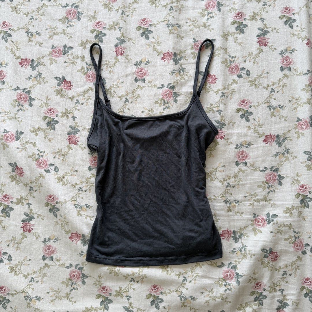 basic dark grey cami (Category: Sleeveless) located in Singapore. Submitted by lovelilies444 (Listing ID 1458838941, Image 1). Description: ptp : 33cm length : 46cm (adjustable straps) meetups only at west side tracked mailing +$3.