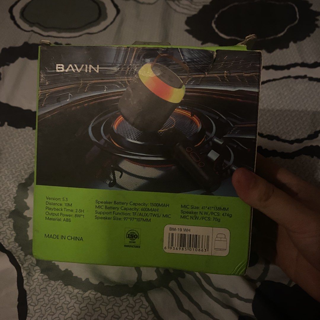 BAVIN Karaoke BM-19 Wireless Portable Speaker Multi-Function Hifi Sound with Microphone & LED Light (Category: Soundbars, Speakers & Amplifiers) located in Paranaque City. Submitted by thrifth4ul (Listing ID 1458785098, Image 2). Description: Karaoke Speaker with Mic Condition: 10/10 - Both in perfect condition and working. Malakas and working perfectly. Never nagamit, nakatambak na lang. Unsealed. Only opened to test if it’s still working. • Shi