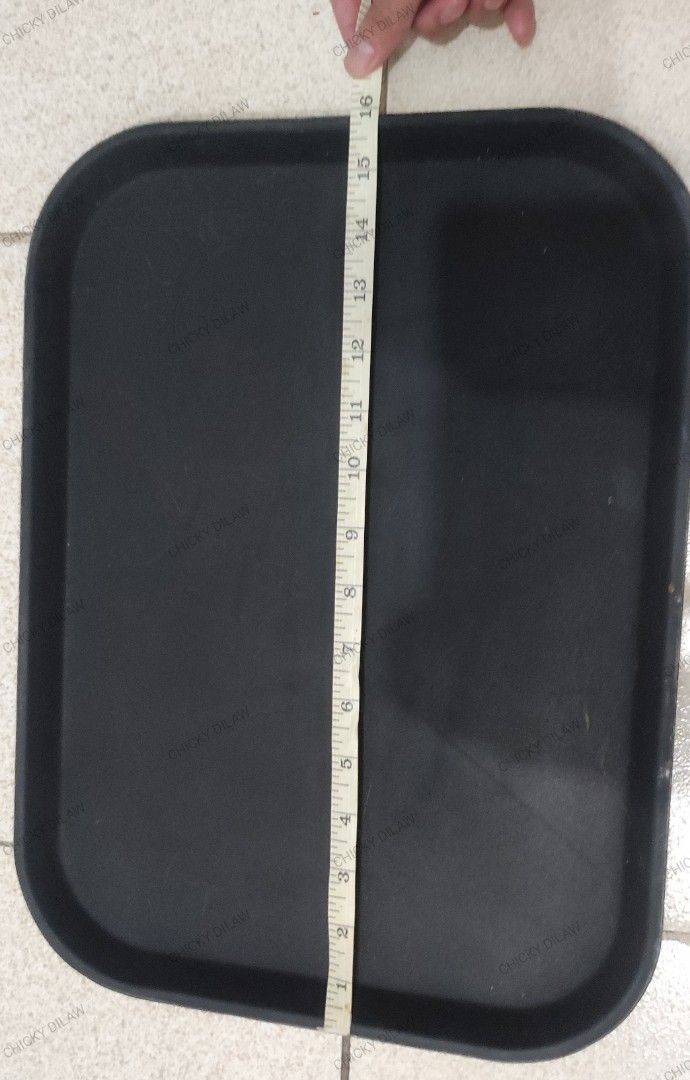 Black Rectangular Non Slip Food Serving Tray (Category: Other Kitchenware & Tableware) located in Rizal. Submitted by danicahpangilinan (Listing ID 1458692248, Image 1). Description: -Take All 23 pieces - Durable black serving tray - Non-slip surface for secure carrying - Ideal for serving food and drinks - Generous size: approximately 16 inches long x 12 inches wide - Suitable for both restaurant and home use.