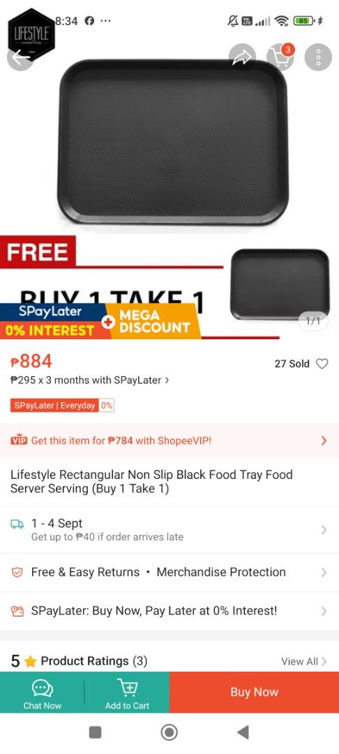 Black Rectangular Non Slip Food Serving Tray (Category: Other Kitchenware & Tableware) located in Rizal. Submitted by danicahpangilinan (Listing ID 1458692248, Image 3). Description: -Take All 23 pieces - Durable black serving tray - Non-slip surface for secure carrying - Ideal for serving food and drinks - Generous size: approximately 16 inches long x 12 inches wide - Suitable for both restaurant and home use.