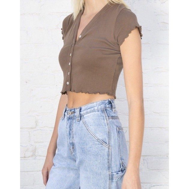 brandy melville brown paige top (Category: Blouses) located in Pasig City. Submitted by v.enice (Listing ID 1458865318, Image 3). Description: used only a few times, can send more photos upon request! no when worn photo :( hardly ever wore it.