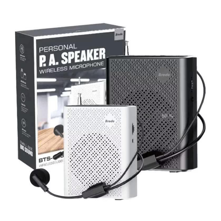 Brodu BTS-1385 Personal PA Speaker Wireless Microphone (Category: Soundbars, Speakers & Amplifiers) located in Manila. Submitted by charlie0620 (Listing ID 1458800628, Image 2). Description: - Portable PA speaker with wireless microphone - Includes wired microphone option - Comes with USB charging cable and strap - Ideal for presentations and small events - Compact size with powerful sound - Available in white - Manual included.