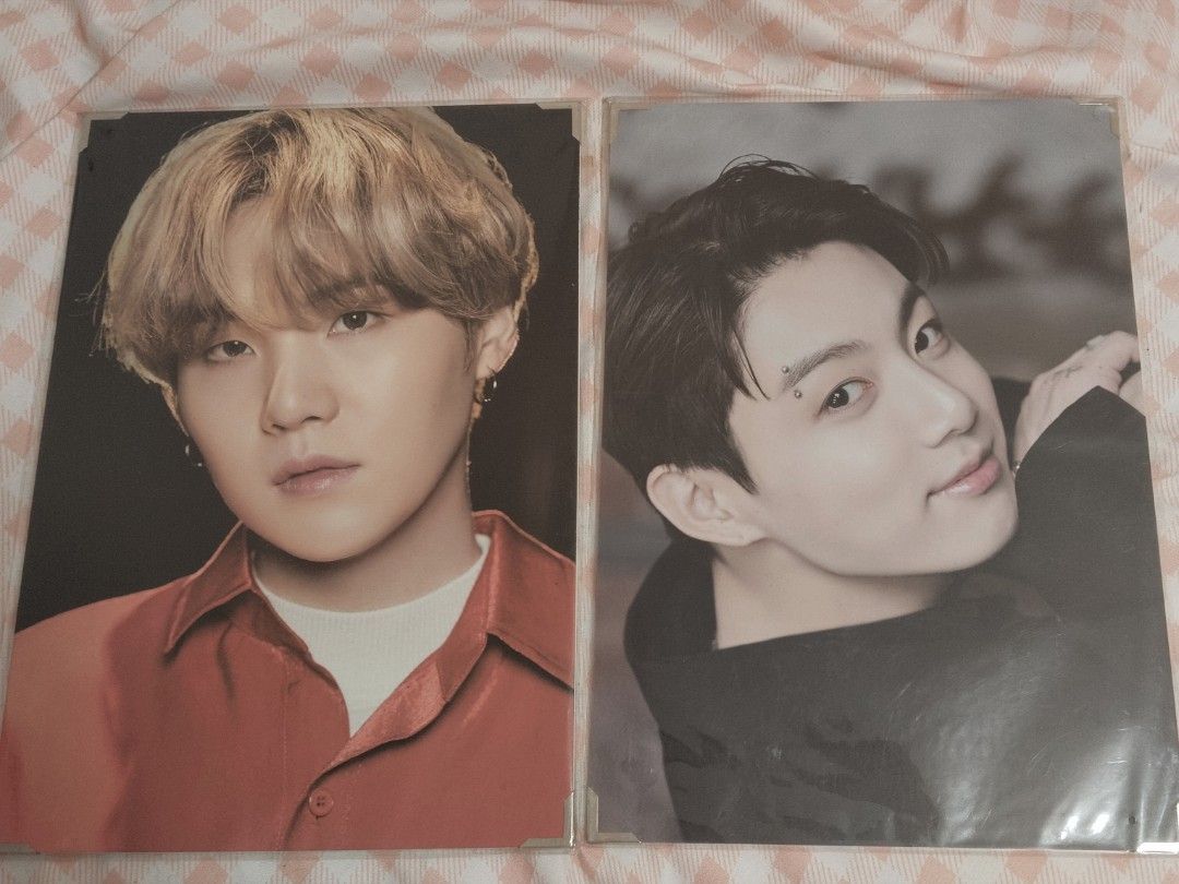 bts jungkook & suga premium photos set (Category: K-Wave Merchandise) located in General Trias. Submitted by chcopdding (Listing ID 1458718969, Image 1). Description: selling authentic ptd jungkook & mots on:e suga premium photos as a set only! both are sealed, expect dusts due to storage, otherwise it’s in good condition:)) loc: gen trias, cavite mop: gcash/maribank mod: lalamove/jnt.