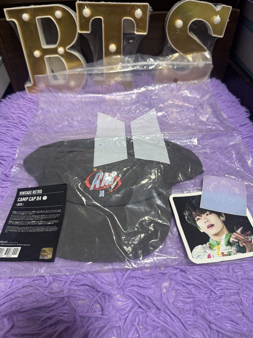 Bts rm retro camper cap (Category: Caps & Hats) located in Pasig City. Submitted by queenv18 (Listing ID 1458698516, Image 1). Description: Onhand items in PH ready to ship merch are directly shipped from korea / taiwan / japan / us 101% legit Brandnew Plus sf.