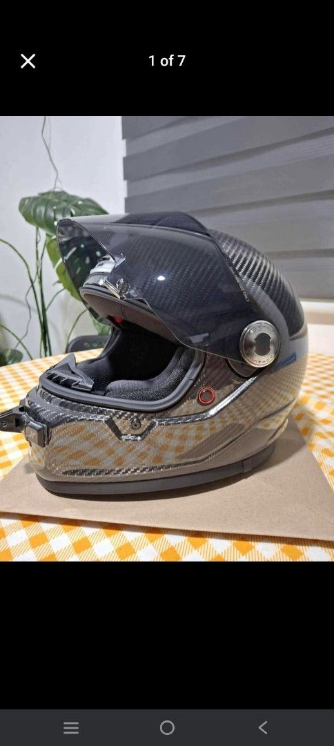 Cabon Helmet Ryo (Category: Helmets and other Riding Gears) located in Manila. Submitted by ryandulce19897 (Listing ID 1458730202, Image 3). Description: carbon helmet Ryo almost New Obr lang ginamit 5x with clear Lens dust bag RFD - bawas Helmet Giorno fazzio Vespa Cafe Racer Classic Bikes Naked bike.