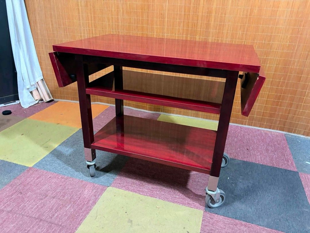 Cart/trolley (Category: Other Home Furniture) located in Meycauayan. Submitted by marygracecasimiro (Listing ID 1458749330, Image 3). Description: 😍NEW ARRIVAL!!! August 31, 2026 Garson Wagon Food Transport Cart / Trolley 3-Tier EXTENDABLE Service Trolley SOLID WOOD!!! HEAVY-DUTY!!! Big 360 degrees Lockable Wheels 3PCS AVAILABLE!!! Price : 7,500 each ✅ 43L x 20W x 29H inches In VERY good condition 💜💜.