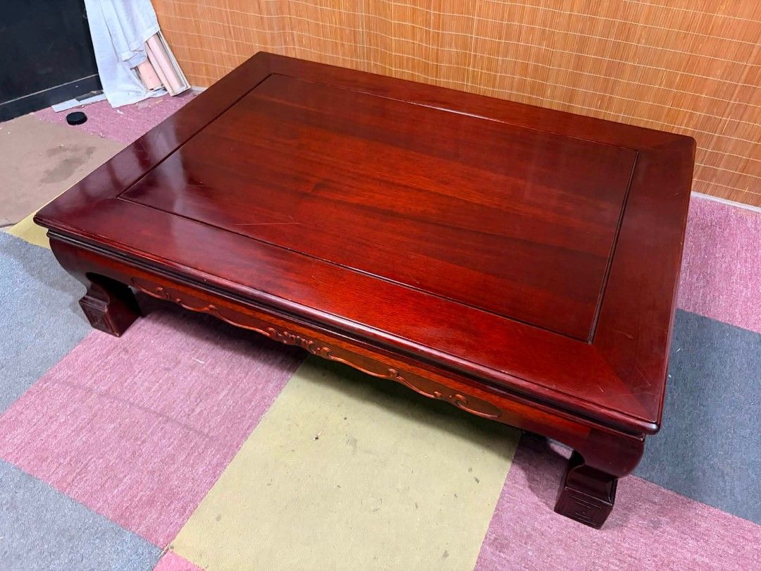 Center Table (Category: Tables & Sets) located in Meycauayan. Submitted by marygracecasimiro (Listing ID 1458752583, Image 2). Description: 😍NEW ARRIVAL!!! August 31, 2026 Elegant "Zataku" Polished Wood Center Table SOLID WOOD!!! MABIGAT!!! Price : 7,500 ✅ 47L x 33W x 14H inches In VERY good condition 💜💜.
