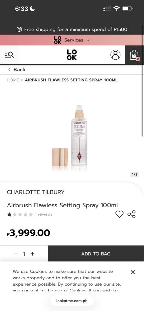 Charlotte Tilbury Setting Spray 100mL (Category: Makeup) located in General Trias. Submitted by d1orangel (Listing ID 1458785612, Image 2). Description: .