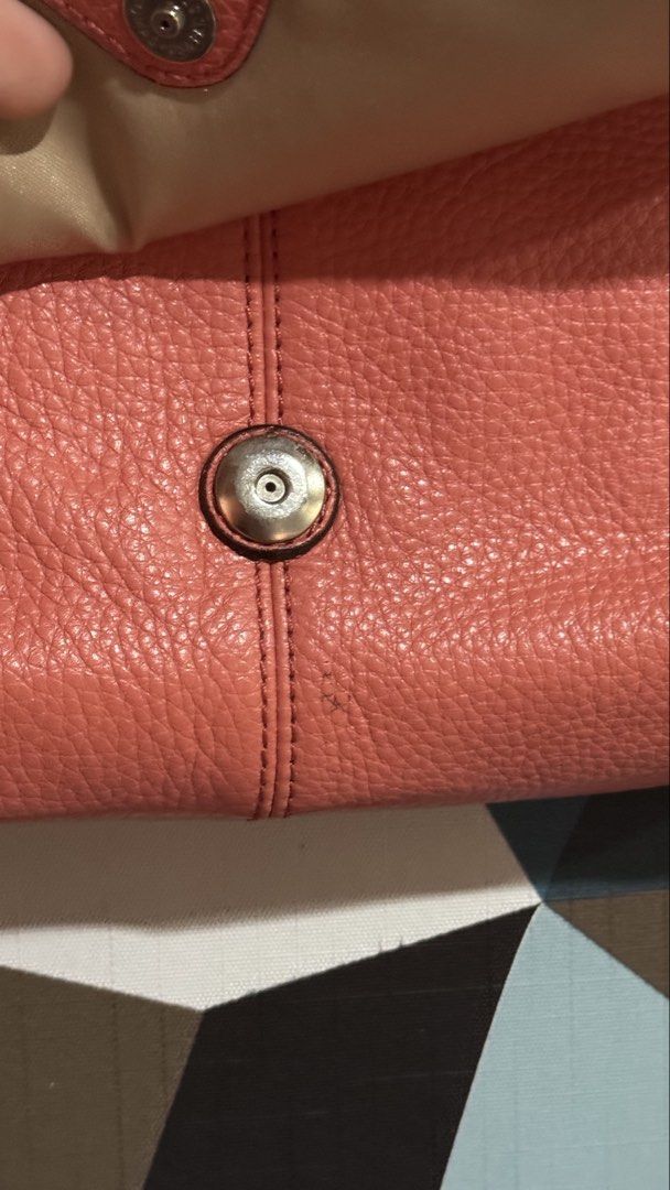 Coach Pink Leather Clutch Bag with Strap (Category: Luxury Bags & Wallets) located in Cebu City. Submitted by mochywony (Listing ID 1458884986, Image 3). Description: COACH Park Pebbled Leather Large Flap Wristlet P3300 LAYAWAY OPTION: 30% dp, 3 weeks to pay (price is fixed) Price negotiable if full payment Guaranteed Authentic / Original Bag Condition: Rank A - Excellent - no rubs, no cracks, no holes - Has stains - Hardware tarnish Comment “Min