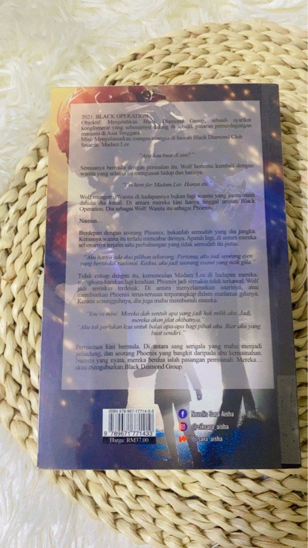 Code Name Wolf (Category: Storybooks) located in Sungai Petani. Submitted by hanislaaa (Listing ID 1458692608, Image 2). Description: 2021. BLACK OPERATION Objektif: Menjatuhkan Black Diamond Group, sebuah syarikat konglomerat yang sebenarnya dalang di sebalik pasaran pemerdagangan manusia di Asia Tenggara. Misi: Menyelamatkan mangsa-mangsa di bawah Black Diamond Club Sasaran: Madam Lee “Apa kau buat di sini?” Semuanya bermula dengan persoalan it