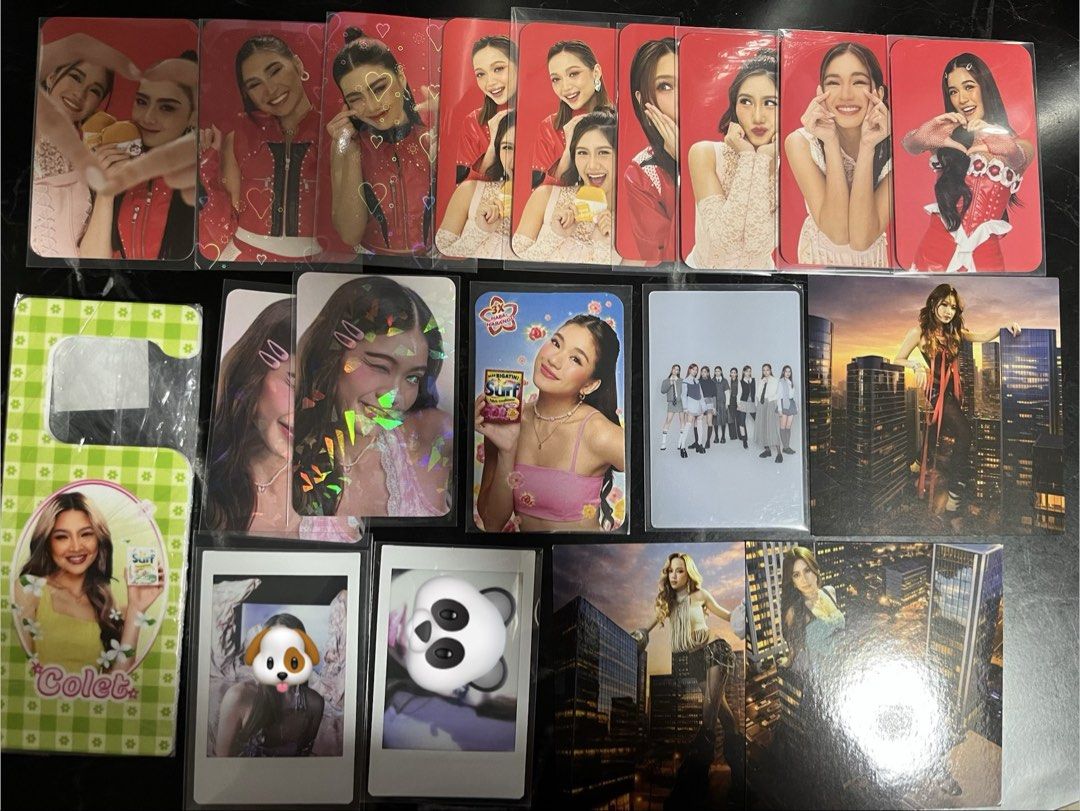 Random BINI Photocards (Category: Raw Singles) located in Manila. Submitted by aiugharceta (Listing ID 1458712826, Image 1). Description: jollibini v2 with keychain sold as set: mikhaiah + sheena 350 mikha + hambebe 300 aiah + hambebe 300 tingi: jhoanna 150 colet 150 jollibini v1 aiah 100 cosmetics pola aiah & maloi - offer/trade to other aiah selfie cosmetics holo stacey 100 surf aiah 50 hwy standing 170 signals postcards colet 100 sheena 50 gwe