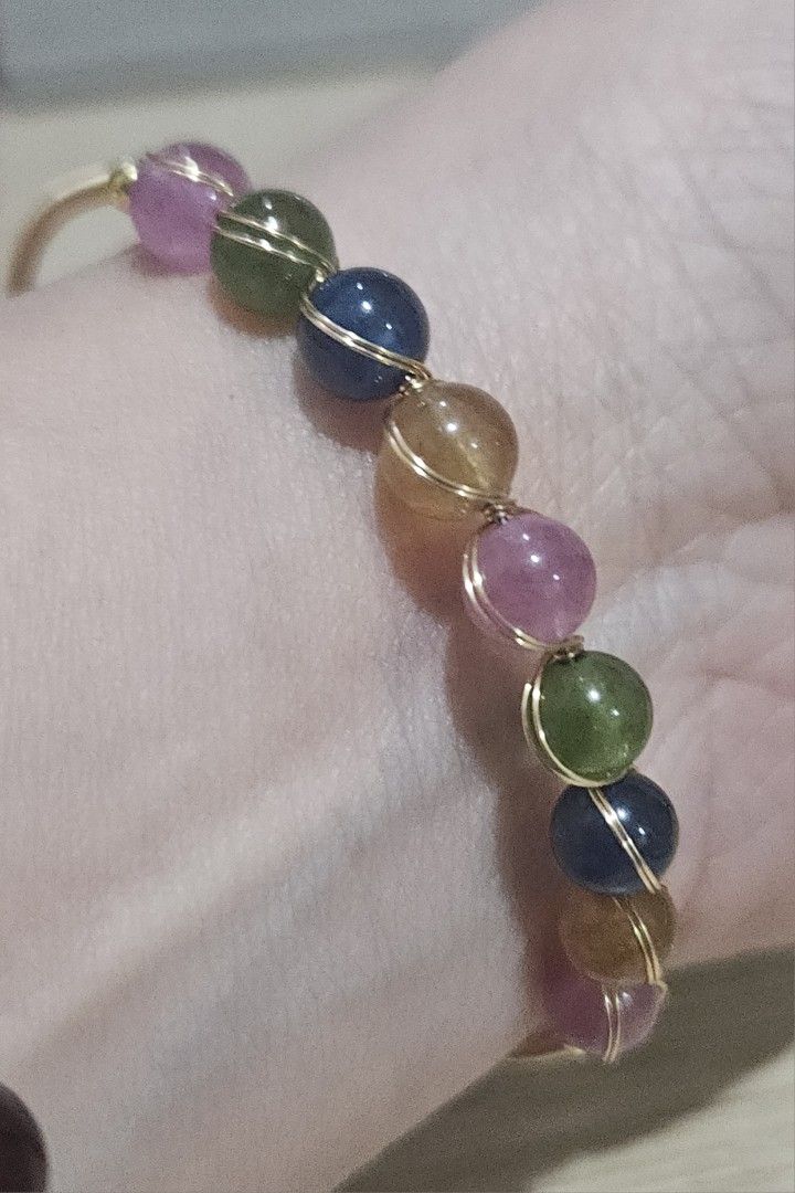 Colorful Tourmaline Bead Adjustable Bracelets (Category: Bracelets) located in Cainta. Submitted by Kahi0410 (Listing ID 1458833228, Image 2). Description: Natural Stone Gold setting Titanium Steel Adjustable Hypoallergenic Safe for acidic, sensitive skin.