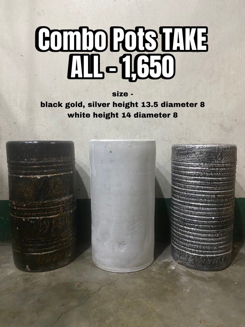 Combo Pots TAKE ALL (Category: Pots & Planters) located in Manila. Submitted by pinkmoschino (Listing ID 1458786611, Image 1). Description: .