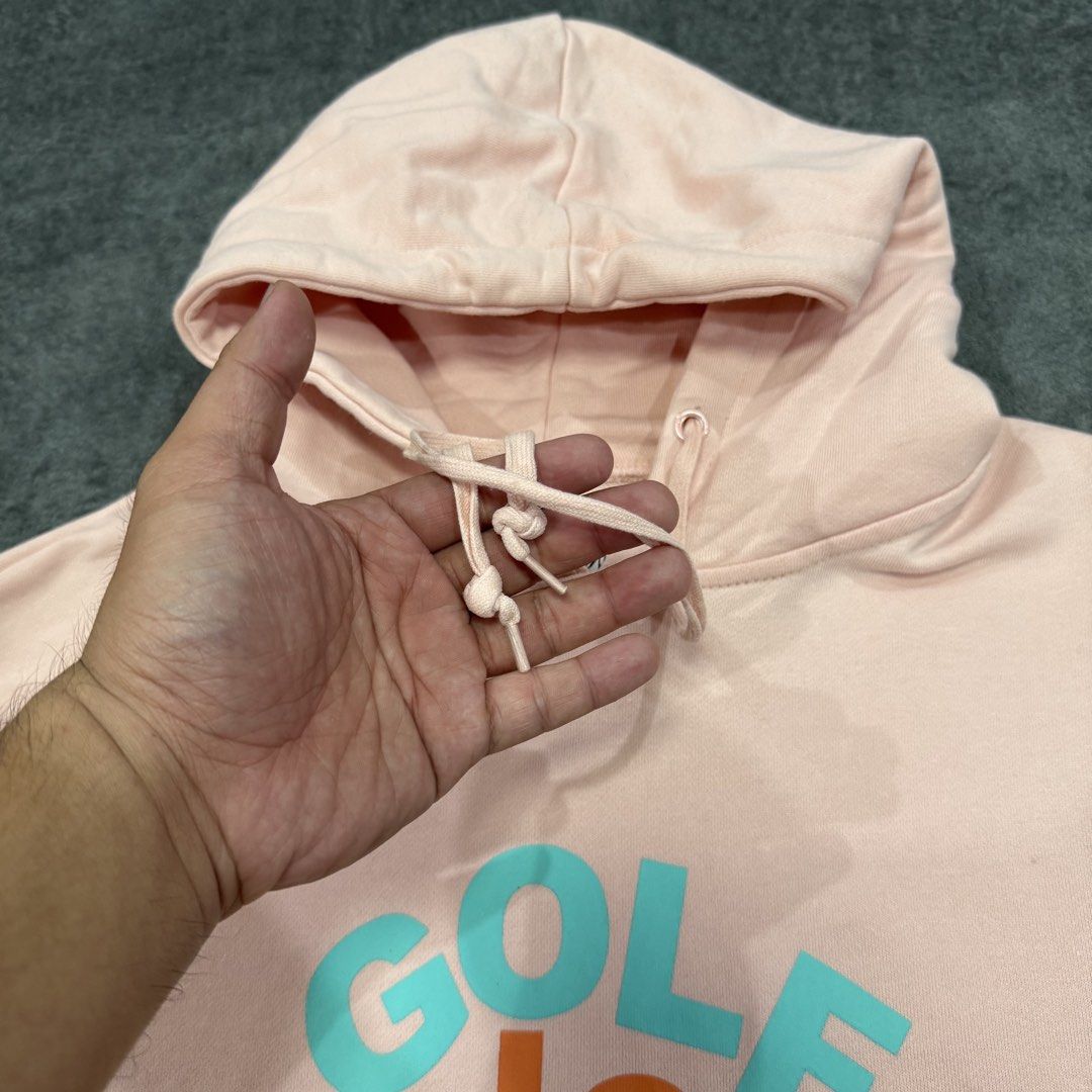 CONVERSE x GOLF LE FLEUR HOODIE (Category: Coats, Jackets and Outerwear) located in Santa Maria. Submitted by rarefindslt (Listing ID 1458885572, Image 2). Description: CONVERSE x GOLF LE FLEUR HOODIE (SWIPE LEFT FOR MORE DETAILS..) OFF/LEGIT best fit to L-XL dimes in solid pink color condition color rate! with adjustable string, front script logo design, front pockets, solid good condition rate! can pass as new! .