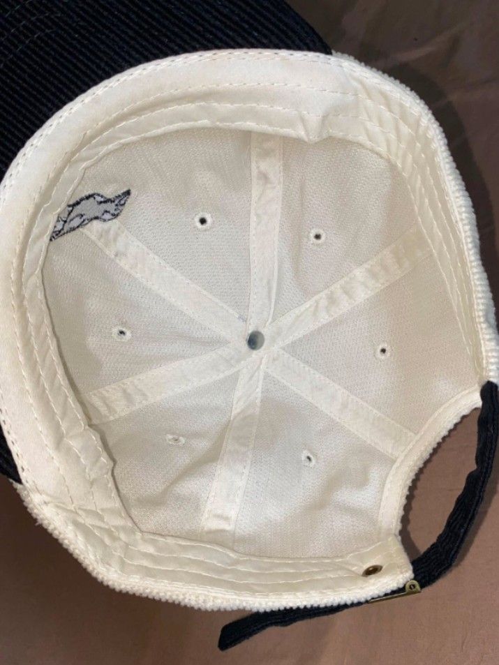 Corduroy Cap with Bird Embroidery (Category: Caps & Hats) located in Quezon City. Submitted by 13zer0six (Listing ID 1458728379, Image 3). Description: Cream corduroy cap with a black brim. Features a cute bird embroidery on the front. Adjustable strap at the back for a good fit. Great for casual wear. Matches with most outfits..