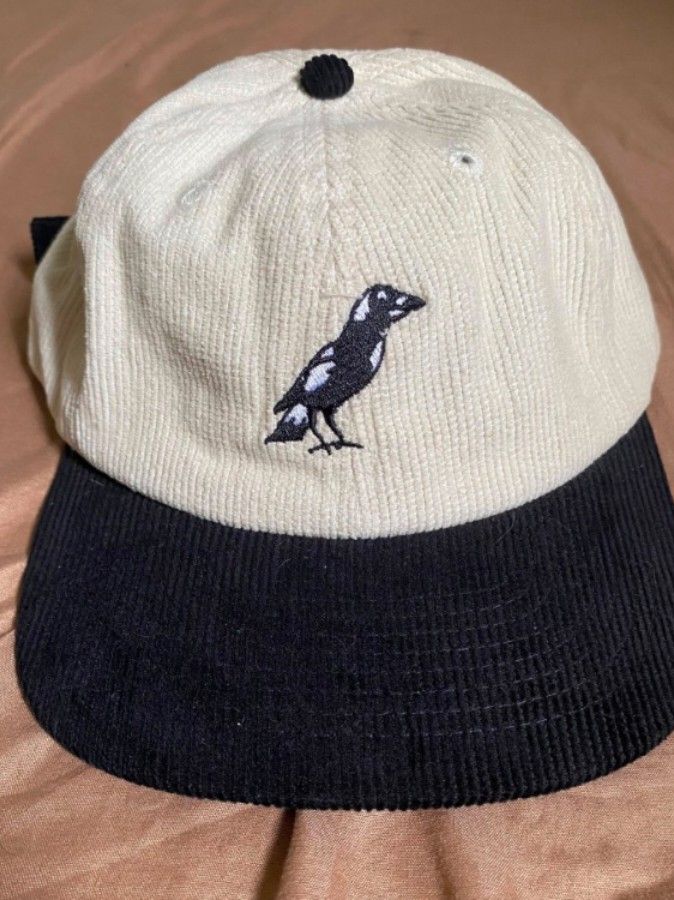 Corduroy Cap with Bird Embroidery (Category: Caps & Hats) located in Quezon City. Submitted by 13zer0six (Listing ID 1458728379, Image 1). Description: Cream corduroy cap with a black brim. Features a cute bird embroidery on the front. Adjustable strap at the back for a good fit. Great for casual wear. Matches with most outfits..