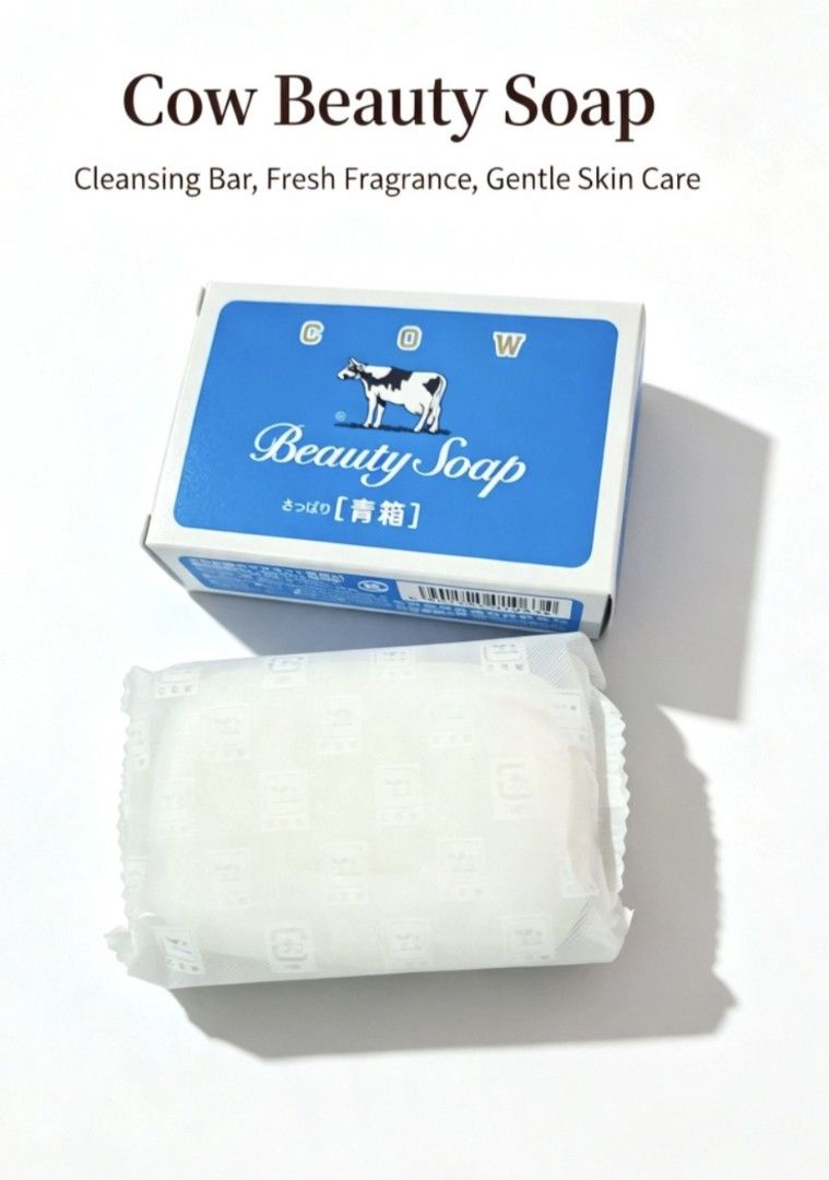 COW BEAUTY SOAP (Category: Face Care) located in Taytay. Submitted by lynnescloset (Listing ID 1458842884, Image 1). Description: 🧼 Cow Beauty Soap (Blue Box / Refreshing) Authentic Japanese milk soap – creamy, gentle cleanser with fresh, clean scent. Rich in milk ingredients to moisturize, soften, and brighten skin. Mild, non-irritating; ideal for daily use. - Brand: Cow Beauty Soap (Japan) - Type: Refreshing / Clear variant (Blue Box) - With n