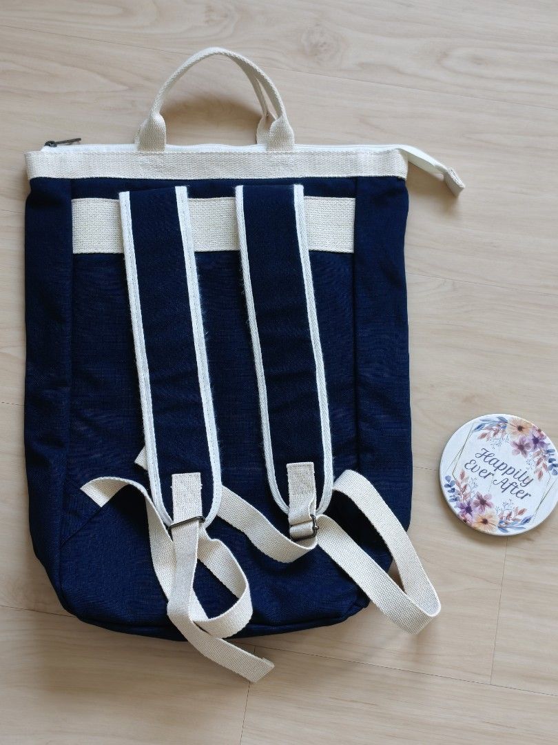Creative backpack (Category: Tote Bags) located in Singapore. Submitted by simplicityworks (Listing ID 1458764988, Image 2). Description: Item was purchased from small individual stalls in Taipei. Coaster placed on bag to reference its size. .