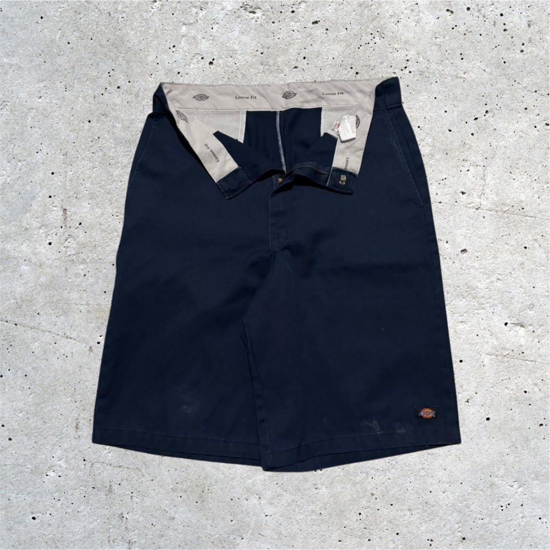 Dickies Double Patch Jorts Navy (Category: Shorts) located in Mandaluyong City. Submitted by _reaperelics (Listing ID 1458726121, Image 1). Description: Dickies Double Patch Jorts Navy Size: 36” waist, 25” length 13.5” hem Condition: Lightly used, minimal stain .