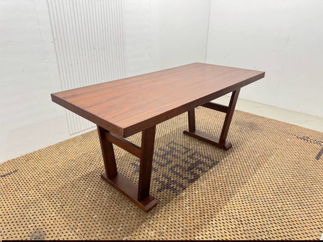 Dining Table (Category: Tables & Sets) located in Meycauayan. Submitted by marygracecasimiro (Listing ID 1458756997, Image 2). Description: Modern Wooden Trestle Dining Table Price: 15,500 L59 x W27.5 x H27 In good condition♥️💜.