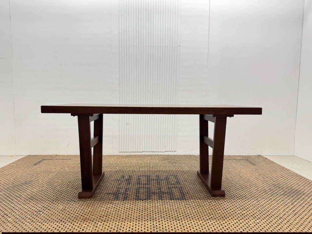 Dining Table (Category: Tables & Sets) located in Meycauayan. Submitted by marygracecasimiro (Listing ID 1458756997, Image 1). Description: Modern Wooden Trestle Dining Table Price: 15,500 L59 x W27.5 x H27 In good condition♥️💜.