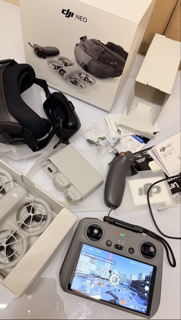 DJI NEO GOGGLES N3 RC2 REMOTE BATTERY (Category: Drones) located in Quezon City. Submitted by espirituanna (Listing ID 1458709609, Image 3). Description: Complete set • dji neo (likely used) • rc2 (likely used) • dji goggles n3 (brand new) • 3 batteries • 64Gb Tf card • explosion box proof • lens sun shade • airtag locator • collision and buoyancy protector • lens cover • Larnyard • Handheld duo bag (remote + neo) (double layer protector) • 2pcs 