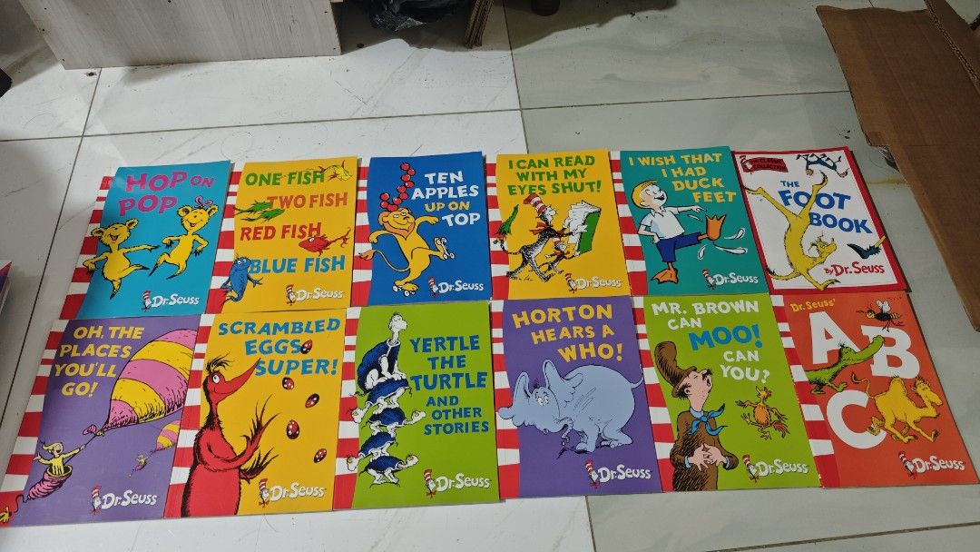 Dr. Seuss Book Collection - 12 Titles (Category: Children's Books) located in Cabanatuan. Submitted by paogel21 (Listing ID 1458764372, Image 1). Description: - Set of 12 Dr. Seuss books - Titles include: Hop on Pop, One Fish Two Fish Red Fish Blue Fish, Ten Apples Up On Top, and more! - Ideal for young readers and early literacy - Classic Dr. Seuss collection - Encourage a love for reading in your little ones -bundle only MOP - Gcash, Maya, Mari