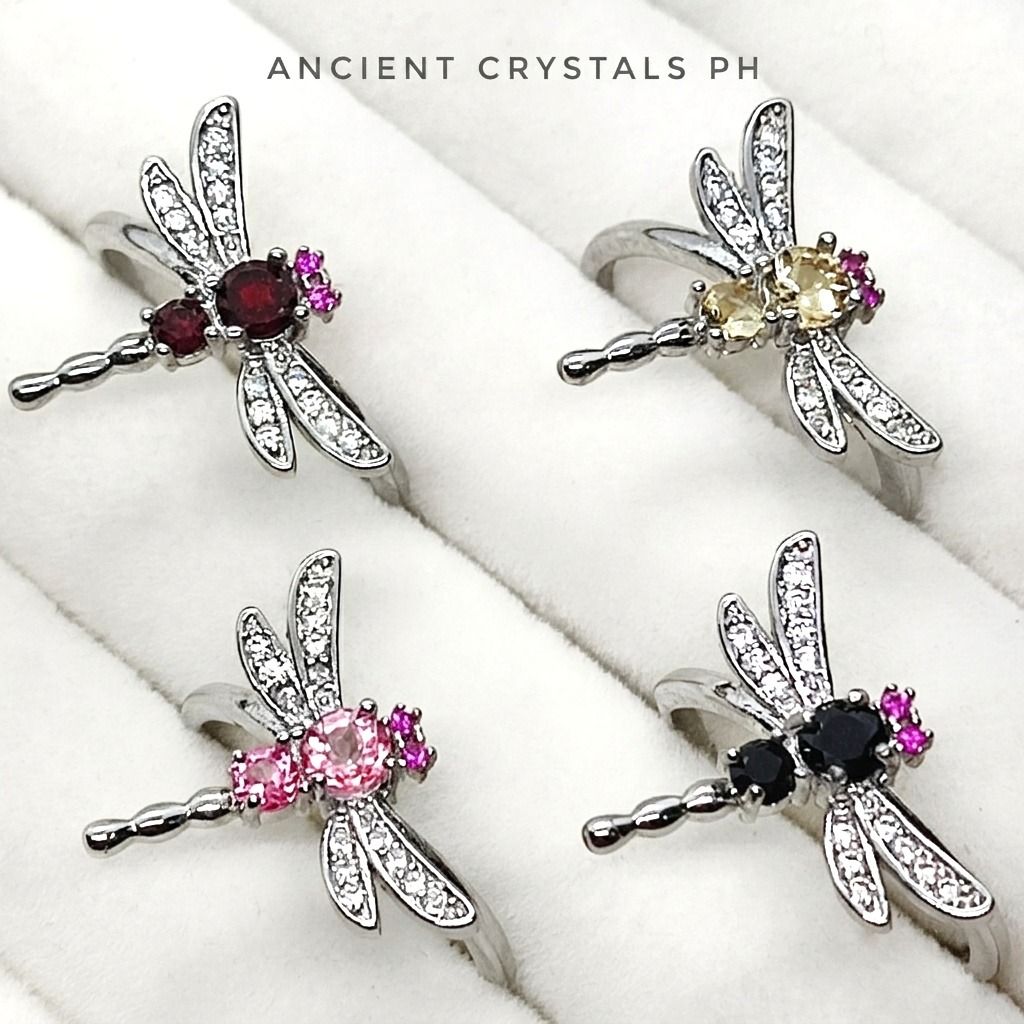 Dragonfly Ring ~ “Lysandria” ✨ (Category: Rings) located in Makati City. Submitted by ancientph (Listing ID 1458864177, Image 1). Description: Dragonfly Ring ~ “Lysandria” ✨ From the Power Within Collection -Citrine: Attracts prosperity -Garnet: Boosts passion -Pink Tourmaline: Promotes love -Black Obsidian: Blocks negativity °•°•°•°•°• Type: Adjustable ring from size 4-8 Material: silver plated alloy Color: silver Price: 300 each Mode of Payment