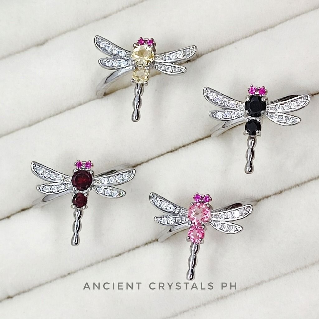 Dragonfly Ring ~ “Lysandria” ✨ (Category: Rings) located in Makati City. Submitted by ancientph (Listing ID 1458864177, Image 2). Description: Dragonfly Ring ~ “Lysandria” ✨ From the Power Within Collection -Citrine: Attracts prosperity -Garnet: Boosts passion -Pink Tourmaline: Promotes love -Black Obsidian: Blocks negativity °•°•°•°•°• Type: Adjustable ring from size 4-8 Material: silver plated alloy Color: silver Price: 300 each Mode of Payment