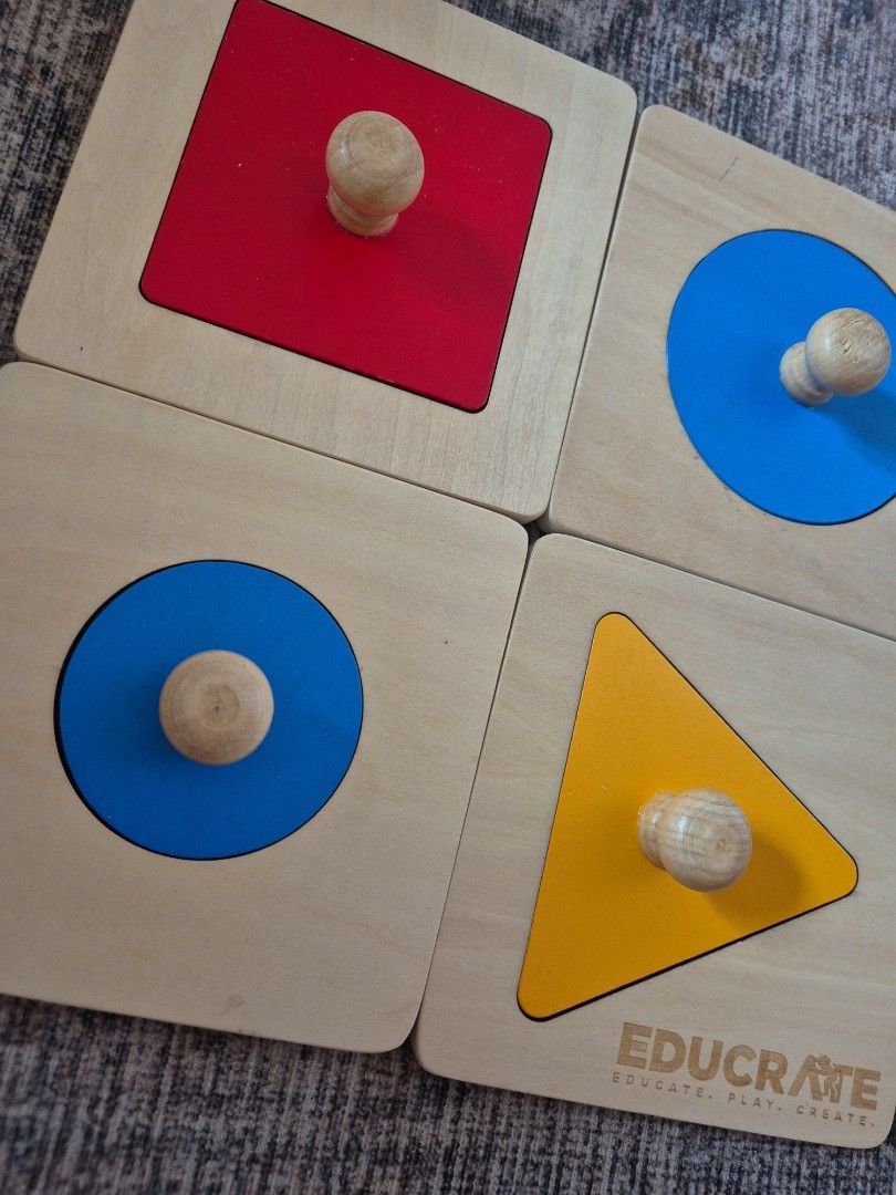 Educrate Wooden Peg Puzzles (Category: Infant Playtime) located in Paranaque City. Submitted by nik_dc (Listing ID 1458744693, Image 2). Description: set of 4 wooden peg puzzles payment via gcash shipping c/o buyer.
