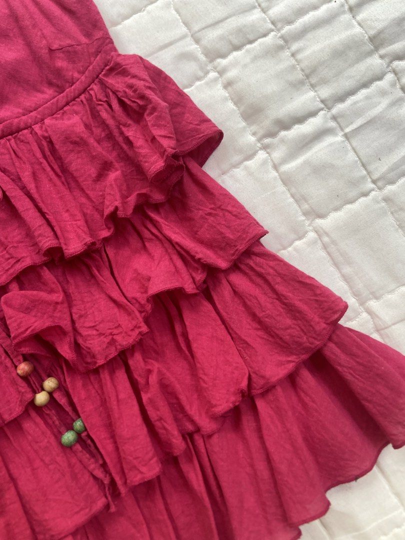 embroidered sequined fairy layered top (Category: Sleeveless) located in San Remigio. Submitted by closetsonnetph (Listing ID 1458706925, Image 3). Description: xs-s smocked back (slightly loose garter) adjustable waist.