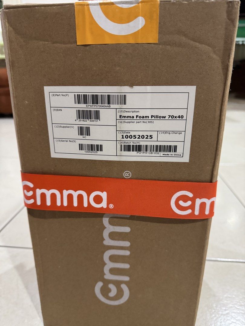 Emma Foam Pillow 70x40cm (Category: Bedding & Towels) located in Quezon City. Submitted by saaaandy (Listing ID 1458699915, Image 2). Description: - Emma foam pillow - Size: 70 x 40 cm - Brand new, in original packaging and box - Box features festive Christmas-themed stickers - Pillow is white with a textured cover and dark piping - Designed for ultimate sleeping comfort 2 pcs available. Price: P2,500 each (P4K for 2 pcs) Payment: BPI or Gcash on